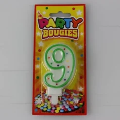 Bougie d'Anniversaire Chiffre 9 - Divers Coloris