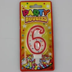 Bougie d'Anniversaire Chiffre 6 - Divers Coloris