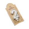 Bougie d'Anniversaire Chiffre 2 - Pailletée Argent