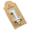 Bougie d'Anniversaire Chiffre 1 - Pailletée Argent