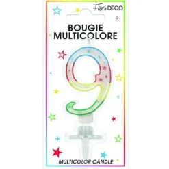 Bougie d'Anniversaire chiffre 9 Multicolore