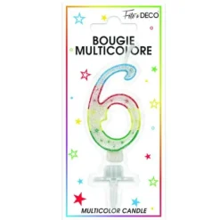 Bougie d'Anniversaire chiffre 6 Multicolore