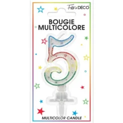 Bougie d'Anniversaire chiffre 5 Multicolore