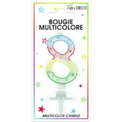 Bougie d'Anniversaire chiffre 8 Multicolore