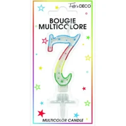 Bougie d'Anniversaire chiffre 7 Multicolore