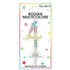 Bougie d'Anniversaire chiffre 4 Multicolore