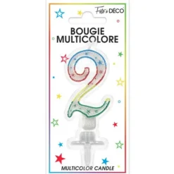 Bougie d'Anniversaire chiffre 2 Multicolore