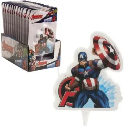 Bougie d'anniversaire 2D - Captain America - Avengers - 7,5 cm
