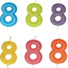 Bougie d'Anniversaire Pailletée - Chiffre 8 - Couleur au Choix