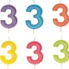 Bougie d'Anniversaire Pailletée - Chiffre 3 - Couleur au Choix