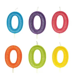 Bougie d'Anniversaire Pailletée - Chiffre 0  - Couleur au Choix
