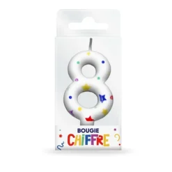 Bougie en forme de chiffre pour anniversaire - Collection Récréation Multicolore - Chiffre au choix