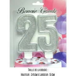 Bougie géante "25" - Argenté
