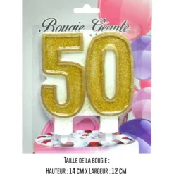 Bougie géante "50" - Or