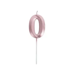 Bougie graphique en forme de chiffre sur pic - Rose Gold - 7 cm - Chiffre au choix