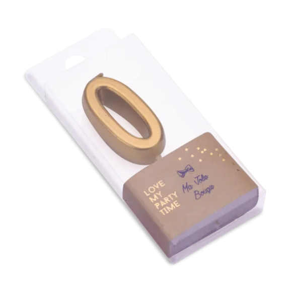 Bougie graphique en forme de chiffre sur pic - Rose Gold - 7 cm - Chiffre au choix
