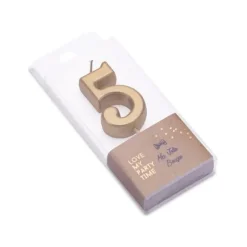 Bougie graphique en forme de chiffre sur pic - Rose Gold - 7 cm - Chiffre au choix