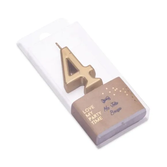 Bougie graphique en forme de chiffre sur pic - Rose Gold - 7 cm - Chiffre au choix