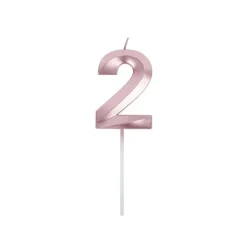 Bougie graphique en forme de chiffre sur pic - Rose Gold - 7 cm - Chiffre au choix