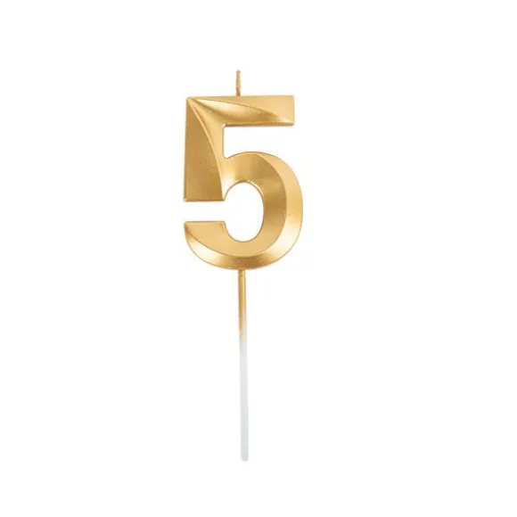 Bougie graphique en forme de chiffre sur pic - Rose Gold - 7 cm - Chiffre au choix