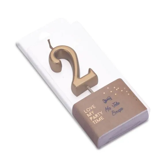Bougie graphique en forme de chiffre sur pic - Rose Gold - 7 cm - Chiffre au choix