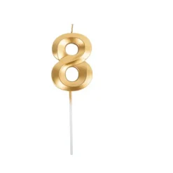 Bougie graphique en forme de chiffre sur pic - Or - 7 cm - Chiffre au choix