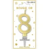 Bougie métallisée dorée pour anniversaire - 6 cm - Chiffre au choix