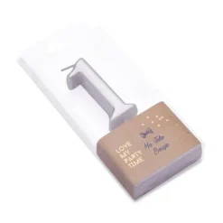 Bougie métallisée en forme de chiffre sur pic - Argent - 4,3 cm - Chiffre au choix