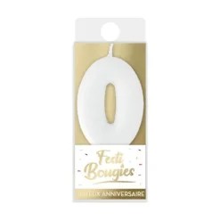 Bougie métallisée en forme de chiffre sur pic - Argent - 4,3 cm - Chiffre au choix