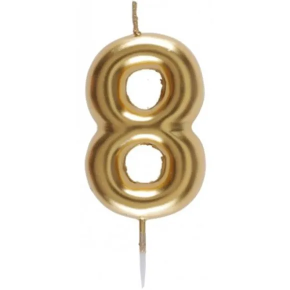 Bougie Métallisée Or sur pique - 9 cm - Chiffre au Choix