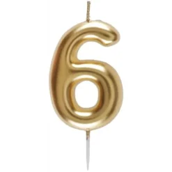 Bougie Métallisée Or sur pique - 9 cm - Chiffre au Choix