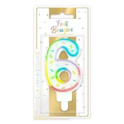 Bougie multicolore pastel en forme de chiffre - Chiffre au choix