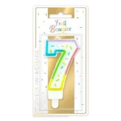 Bougie multicolore pastel en forme de chiffre - Chiffre au choix