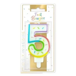 Bougie multicolore pastel en forme de chiffre - Chiffre au choix