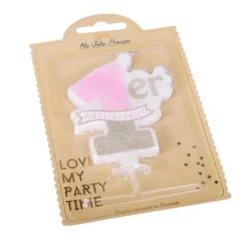 Bougie à paillettes dorées pour 1er anniversaire - 10 cm - Couleur au choix