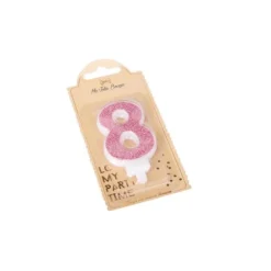 Bougie Paillettes Rose Gold - 7,3 cm - Chiffre au Choix