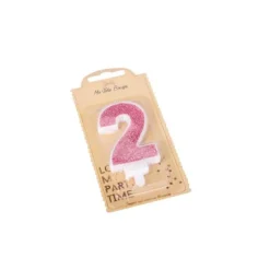 Bougie Paillettes Rose Gold - 7,3 cm - Chiffre au Choix