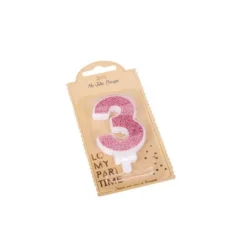 Bougie Paillettes Rose Gold - 7,3 cm - Chiffre au Choix