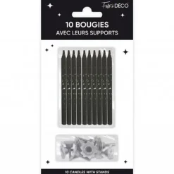 10 bougies avec supports - 7,5 cm - Couleur au choix