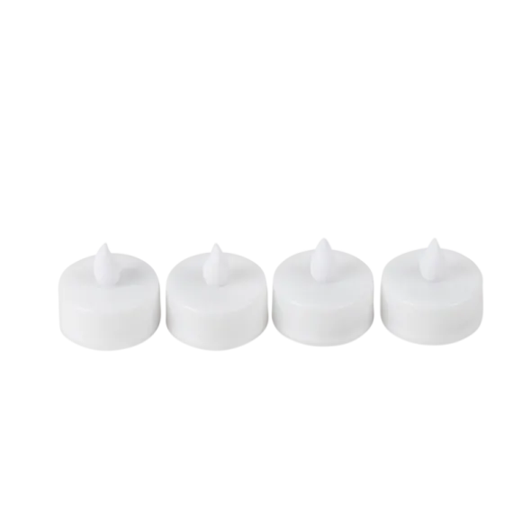 4 bougies chauffe-plat à LED blanches - 3,5 cm