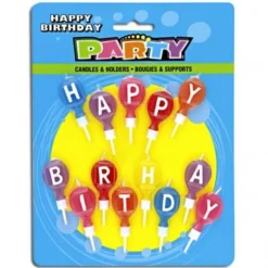 Bougies d'Anniversaire rondes "Happy Birthday"