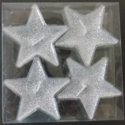 4 Bougies Etoile Pailletées - Argent