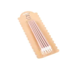 10 Bougies Fines avec Bobèches - 15 cm - Rose Gold