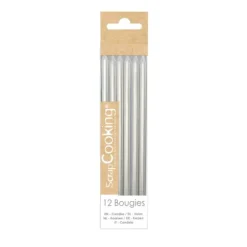 12 bougies longues métallisées - 12 cm - Couleur au choix