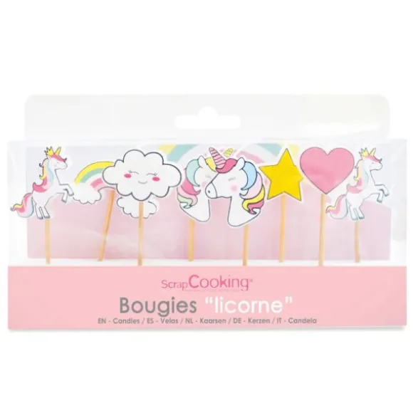 8 bougies sur pics - Licorne