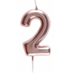 Bougie sur pique Rose Gold - 9 cm - Chiffre au Choix