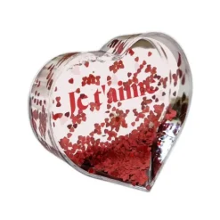 Boule à paillettes en forme de cœur - 9,6 x 4,5 x 9 cm - Saint-Valentin - Collection Chéri Chérie