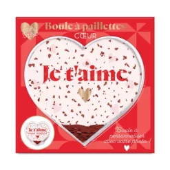 Boule à paillettes en forme de cœur - 9,6 x 4,5 x 9 cm - Saint-Valentin - Collection Chéri Chérie