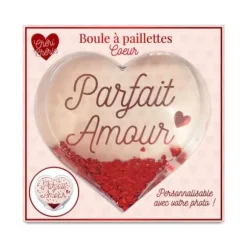 Boule à paillettes en forme de cœur - Saint-Valentin - Collection Chéri Chérie