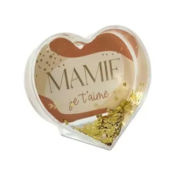 Boule à paillettes en forme de cœur - Mamie - Collection Mamie d'Amour
